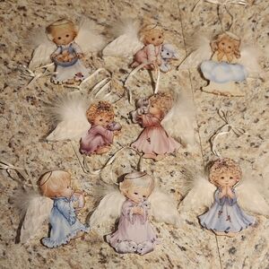 Vintage Collectible Bradford Exchange Small Blessings Angel Ornaments Set Of 8
